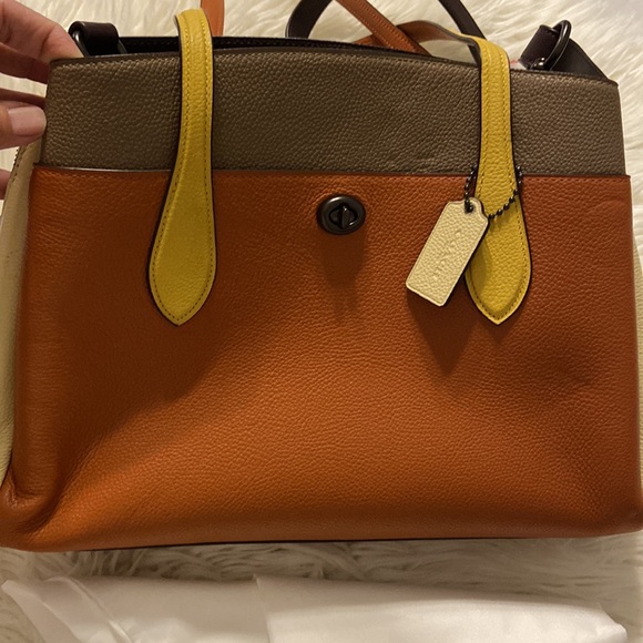 Coach 89086 Colorblock Lora Carryall Large Satchel Handbag perfect fall colors - Picture 13 of 17